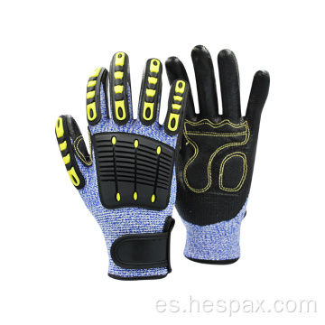 Guantes de seguridad de nitrilo HPPPE anti-colisión de Hespax.